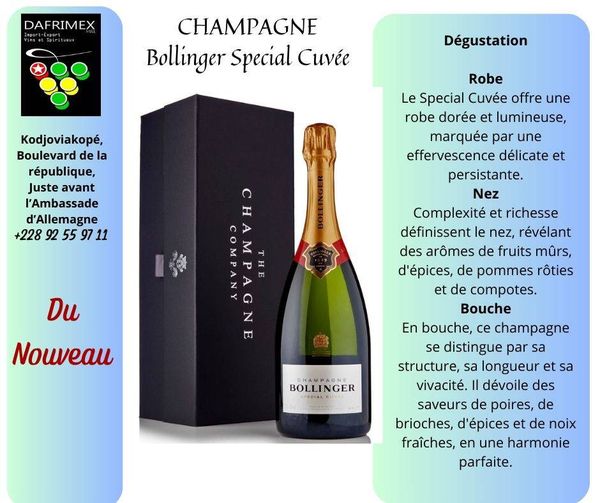 Au Togo, découvrez le nouveau champagne Bollinger spécial cuvée chez Dafrimex 