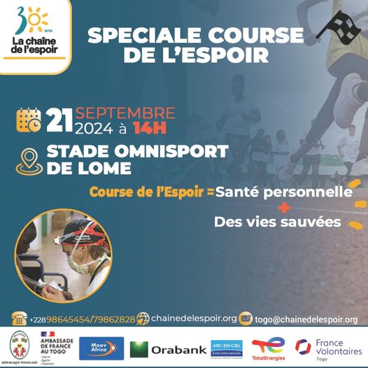 L’ONG La Chaîne de l’Espoir organise une course de l’espoir à Lomé