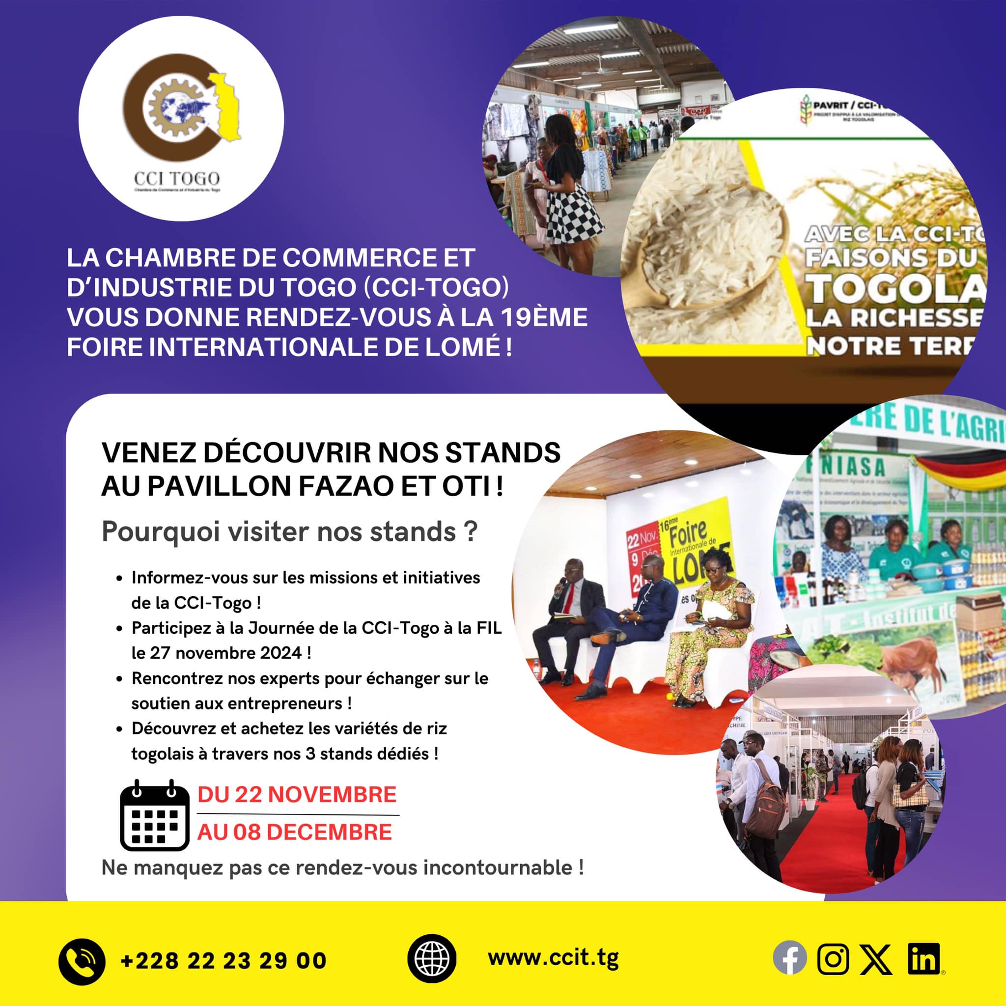 La CCIT vous donne rendez-vous à la Foire de Lomé ce 19 novembre