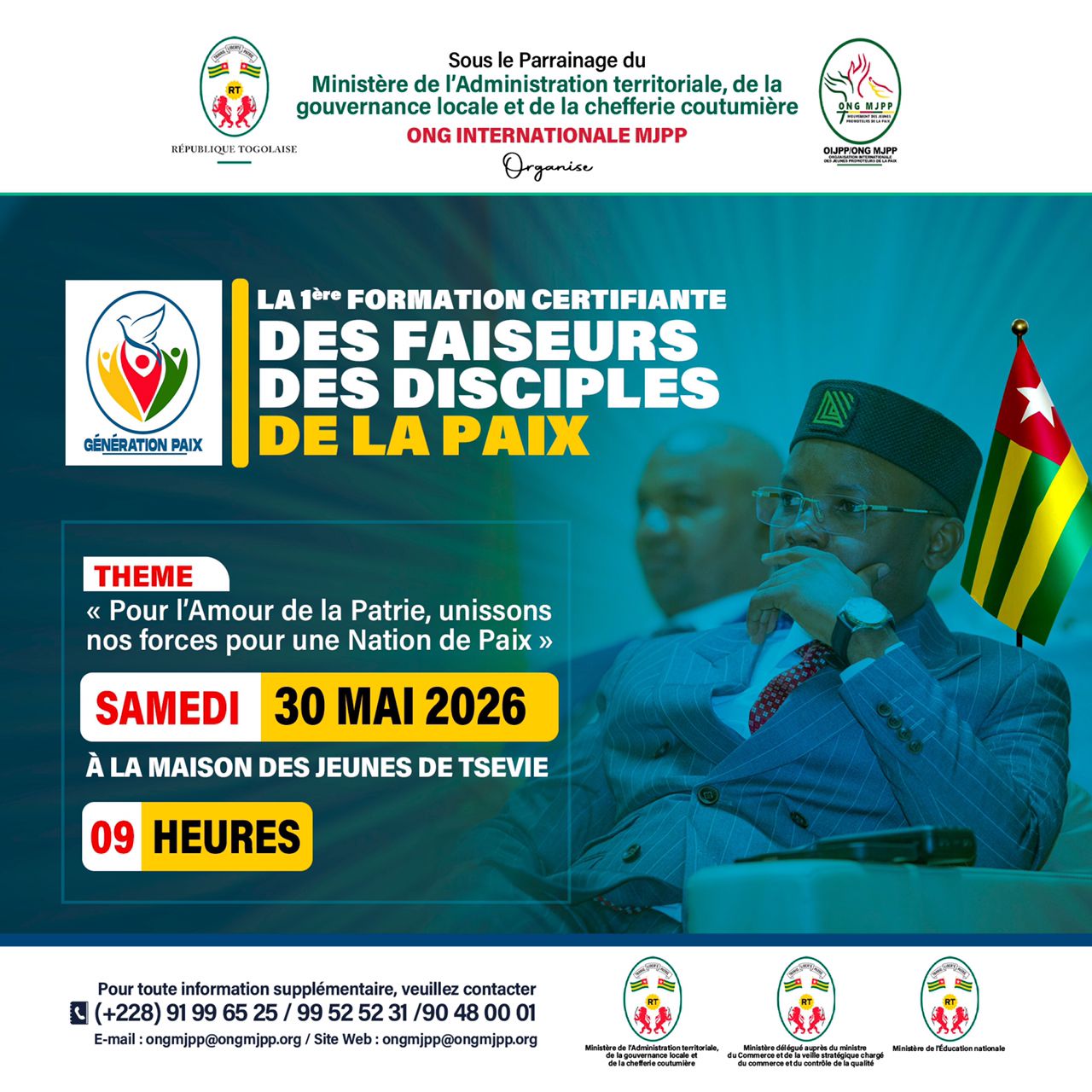 Togo : Amb. Johaness MAKOUVIA lance l’étape Région Maritime du Programme GÉNÉRATION PAIX à Tsévié